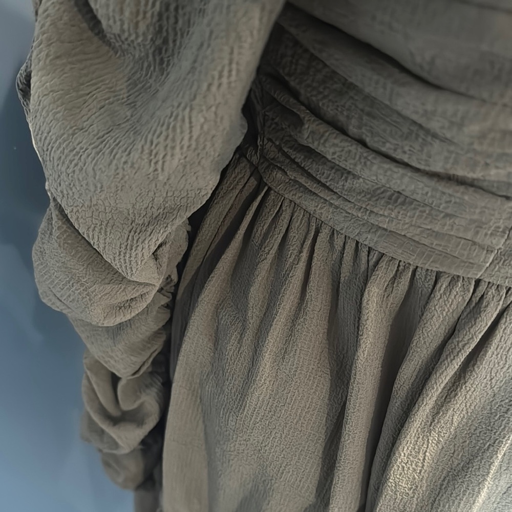 Green Ruched Puff Sleeve Sundress - Picture 6 of 6